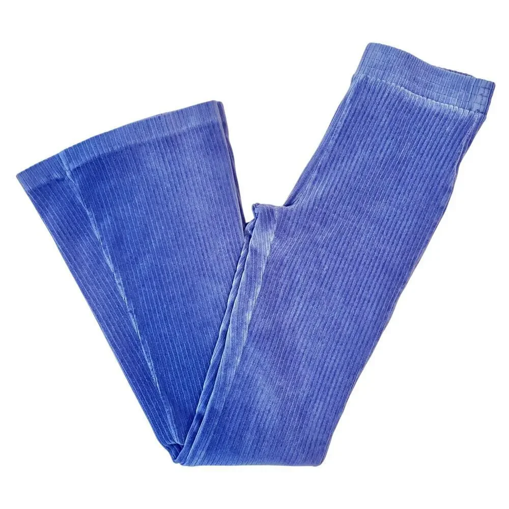 Aerie Blue Lounge Set Matching Cropped Hoodie High Waisted Bell Bottoms, XS/S